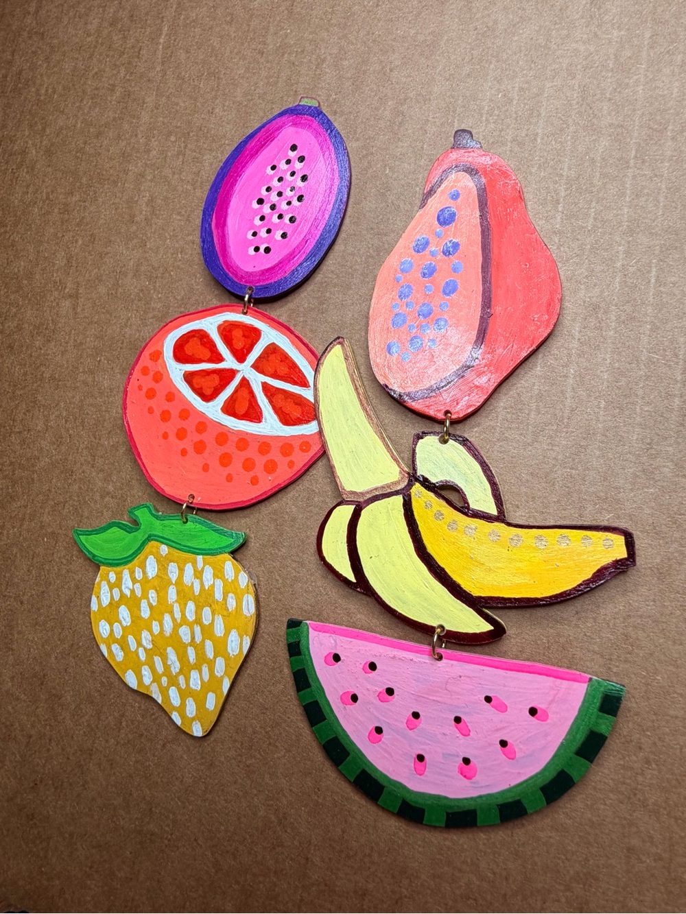 Super Fruits Oversized Ligh Hand-Painted Fruit Earrings — Bright Multicolor